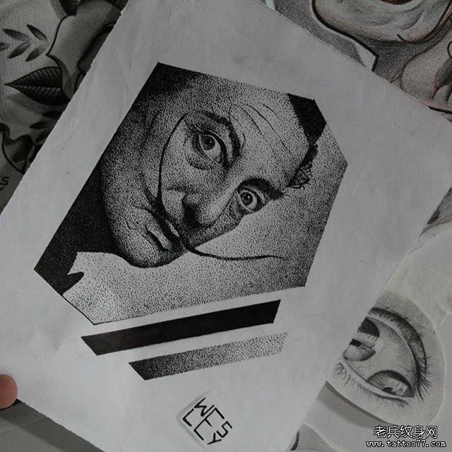 个性点刺达利纹身手稿