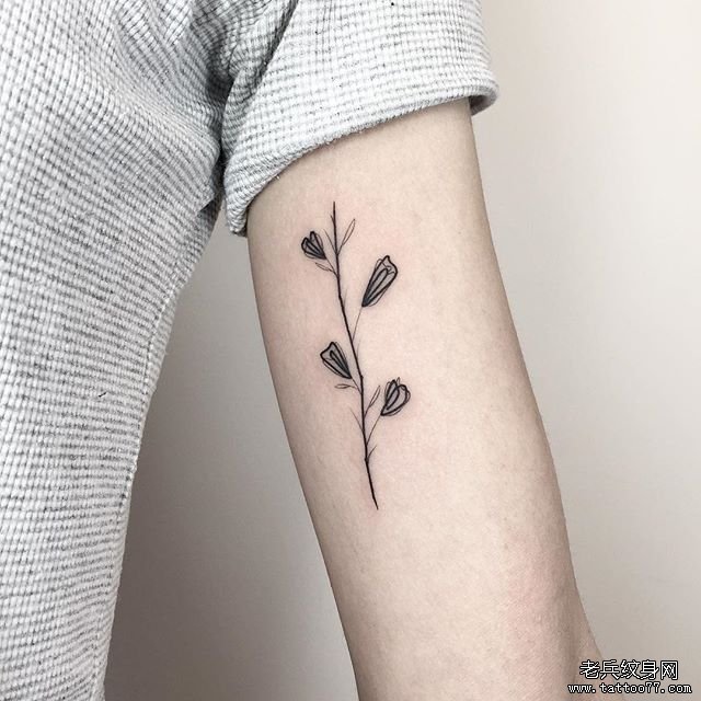 小清新树枝手臂纹身图