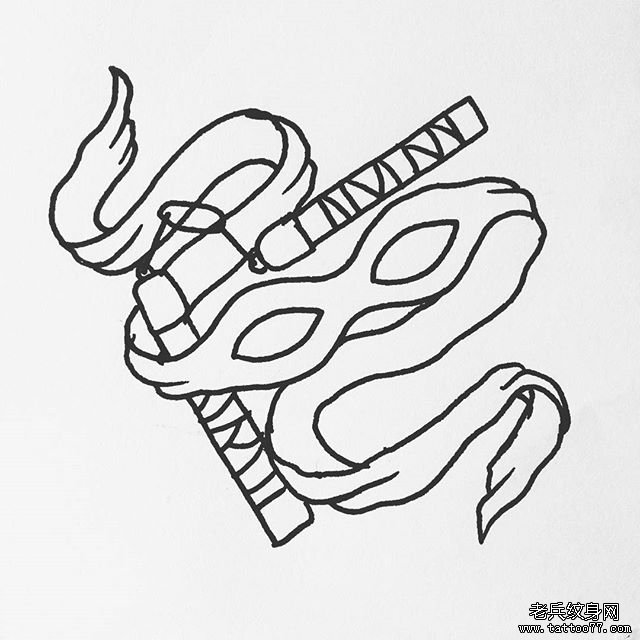 线条双节棍文身手稿