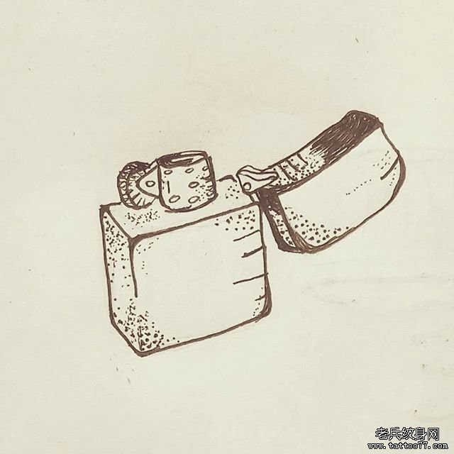 个性极简线条打火机纹身手稿