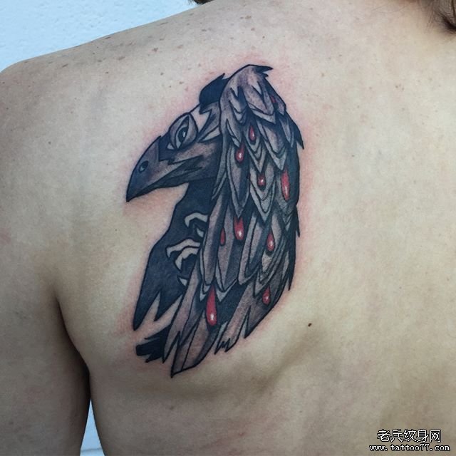 黑灰乌鸦纹身图案