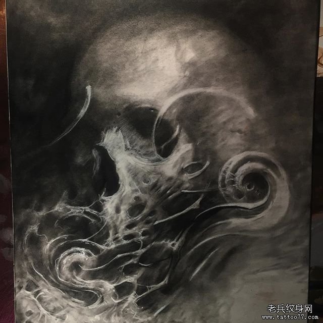 暗黑骷髅纹身手稿图片