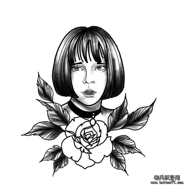 马婷达黑灰纹身手稿