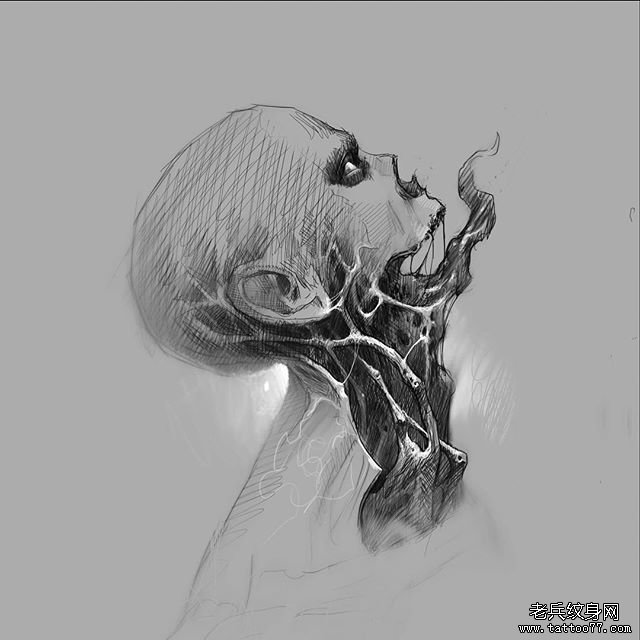 狰狞肖像纹身手稿图片