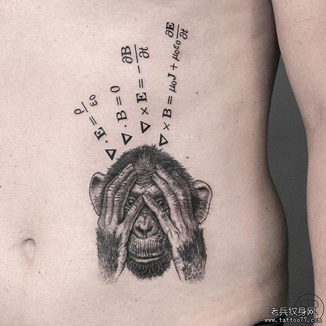 侧腰猩猩纹身图案
