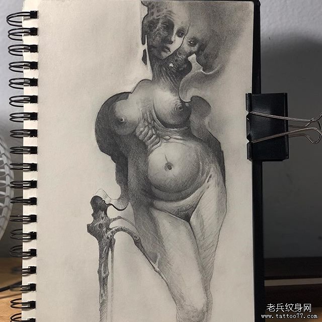 人体肖像纹身手稿图片