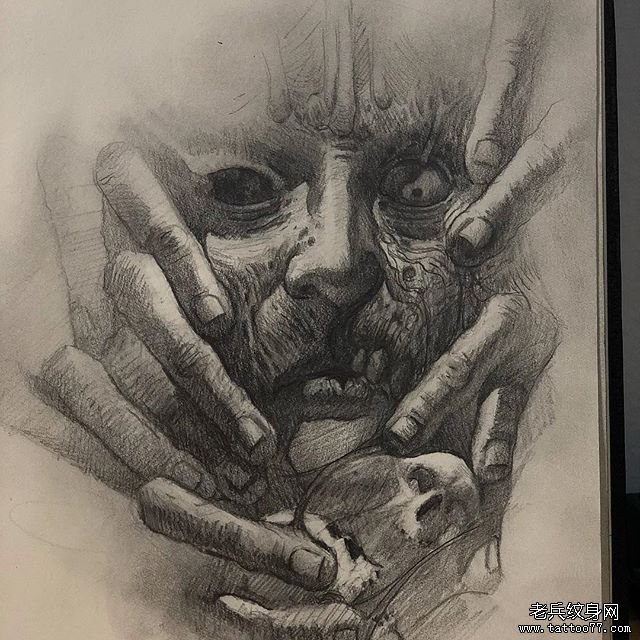 肖像人物纹身手稿图片