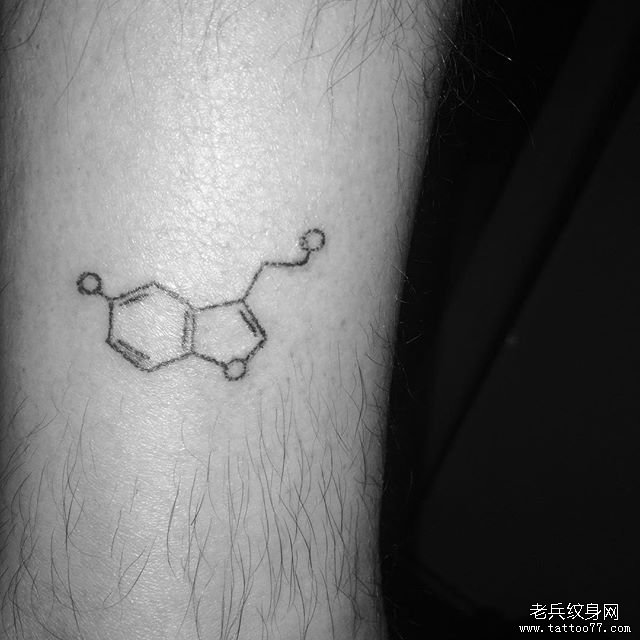 腿部个性小清新化学符号纹身图案