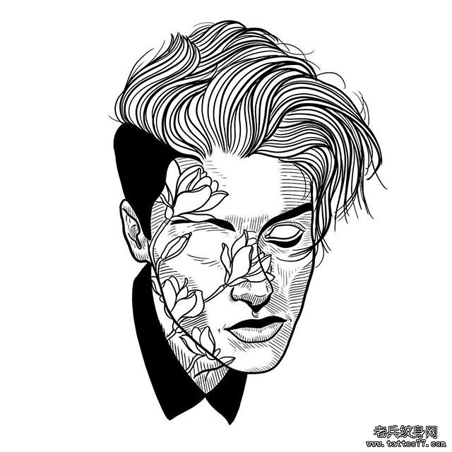 个性school风格男人纹身手稿