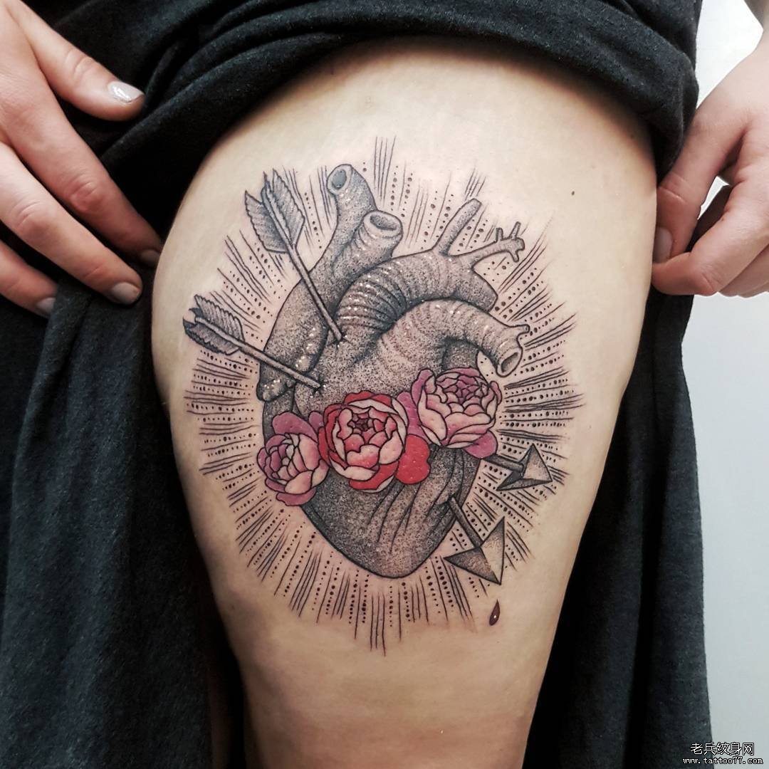 大腿心脏纹身