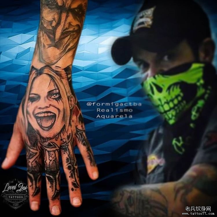 个性手臂小丑女纹身图案