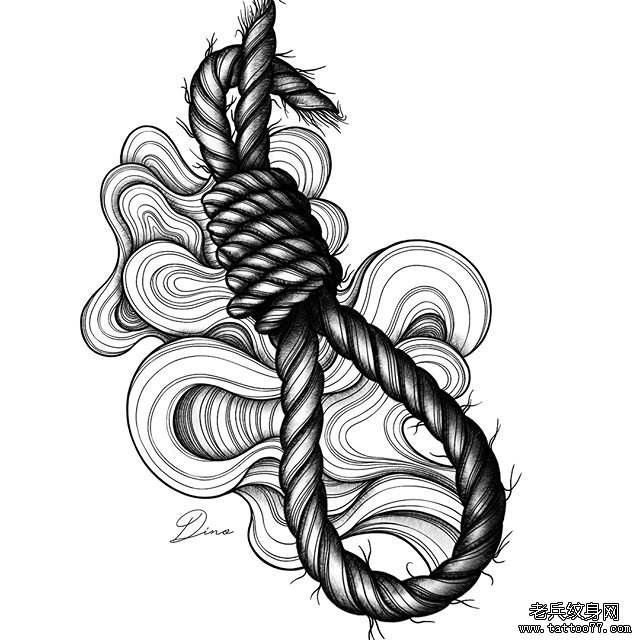 抽象个性绳子纹身手稿