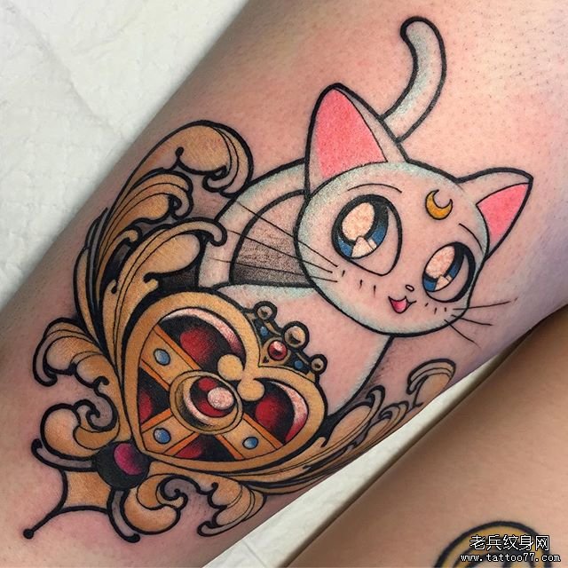 手臂卡通猫咪纹身