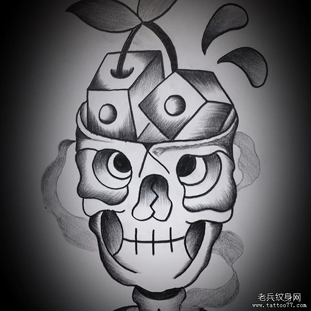 黑灰骷髅纹身图案