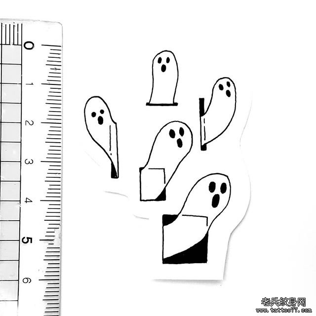 个性简笔抽象小鬼纹身手稿