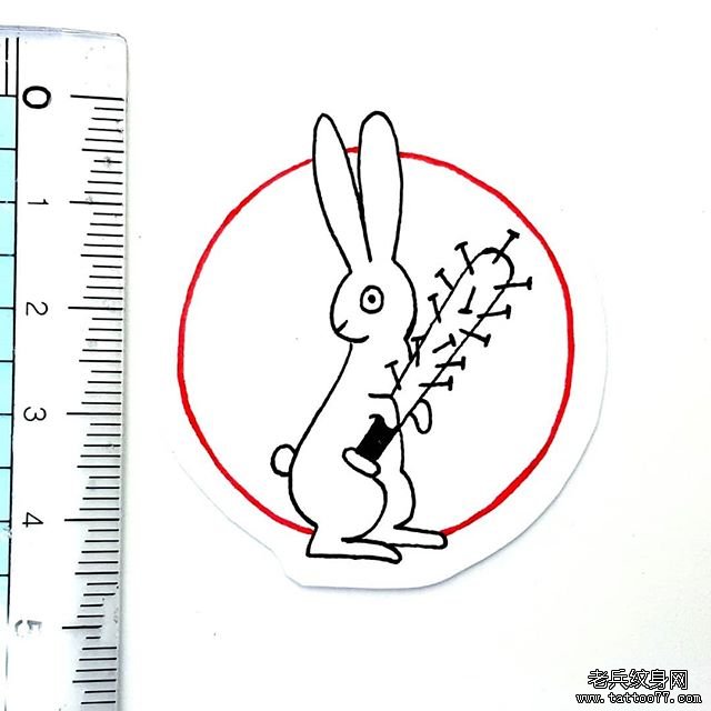 个性兔子纹身纹身手稿