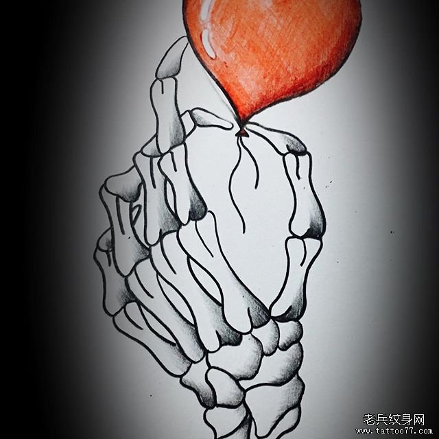黑灰手气球纹身图案