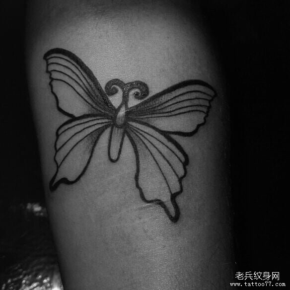 线条蝴蝶纹身图案