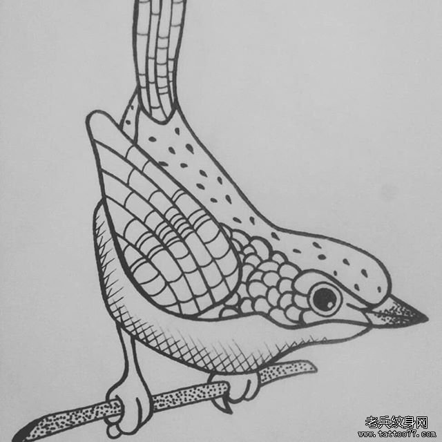 线条鸟纹身图案