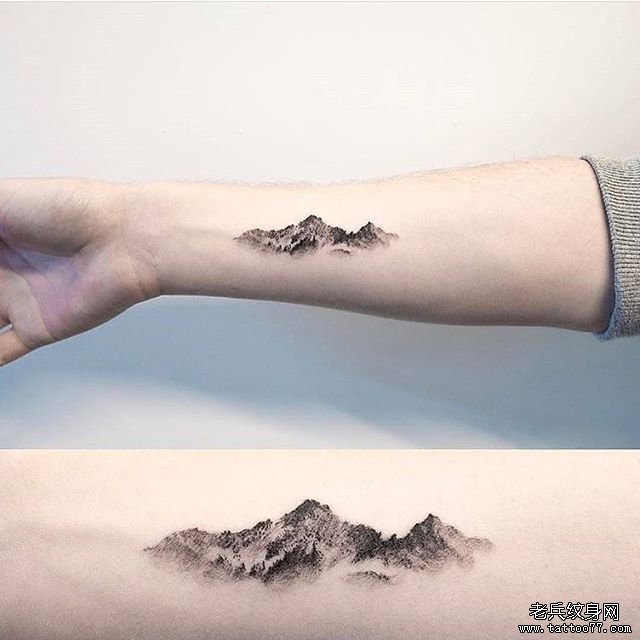 小臂小清新山纹身图案