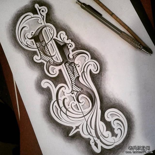 花体字纹身手稿图案