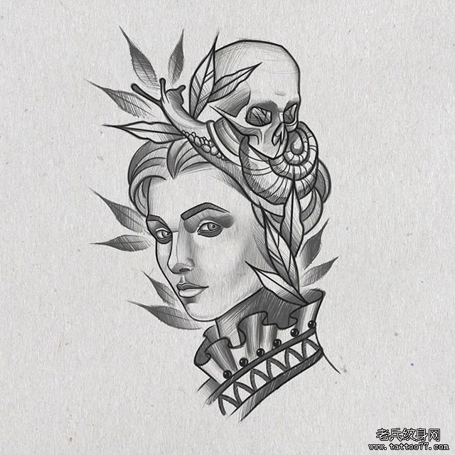 黑灰女郎纹身