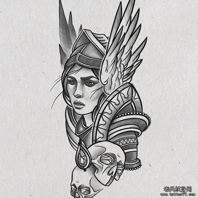 黑灰女郎纹身
