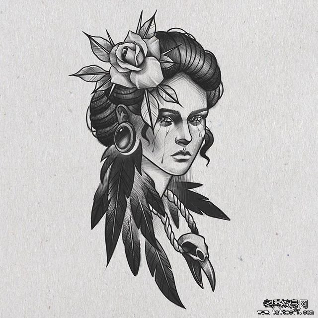 黑狐女郎纹身图案