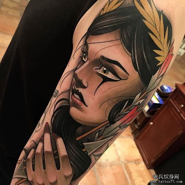 色彩女郎纹身图案