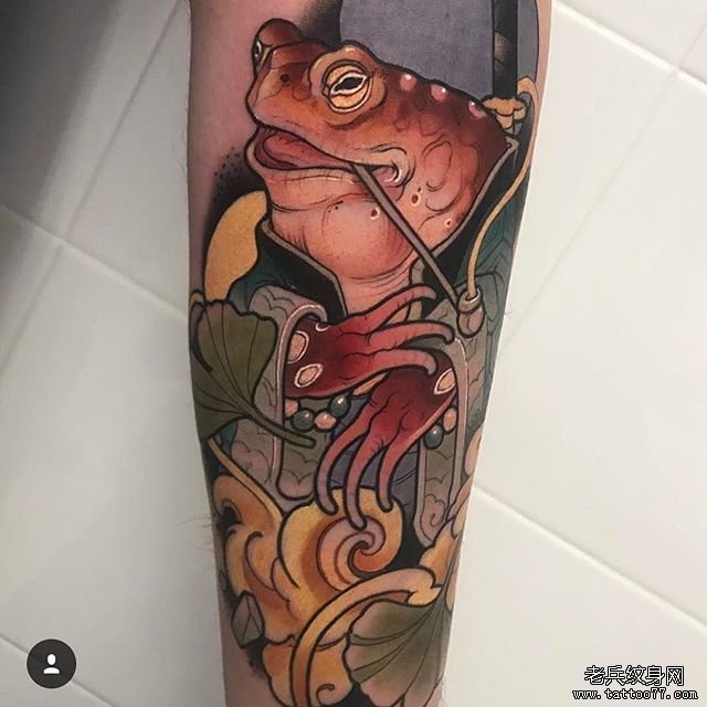 彩色school青蛙纹身图案