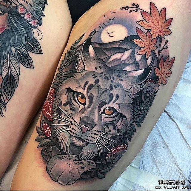 色彩猫咪纹身图案