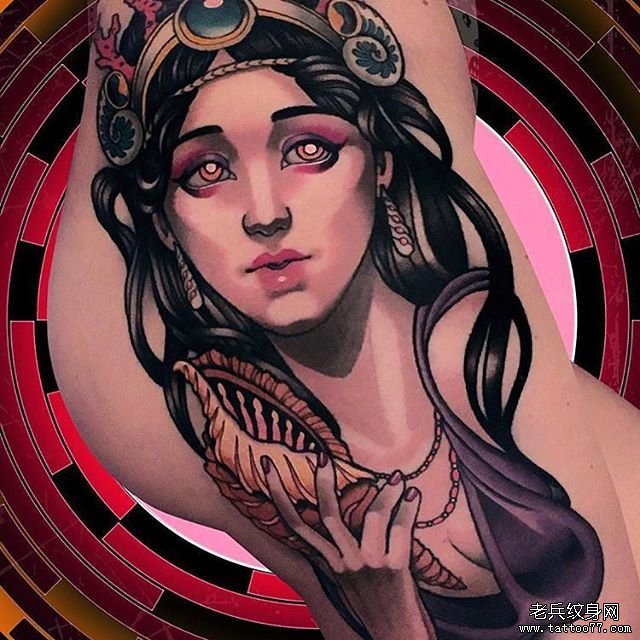 色彩女郎纹身图案