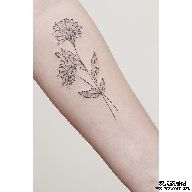 小臂小清新小花纹身图案