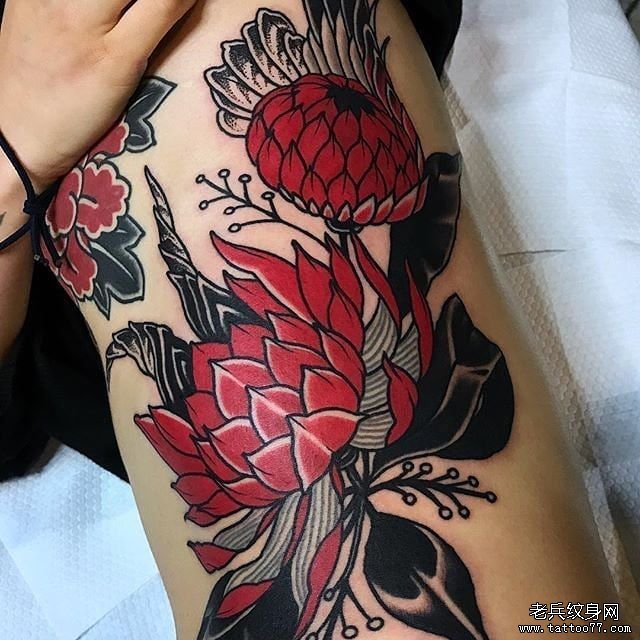 色彩花朵纹身图案