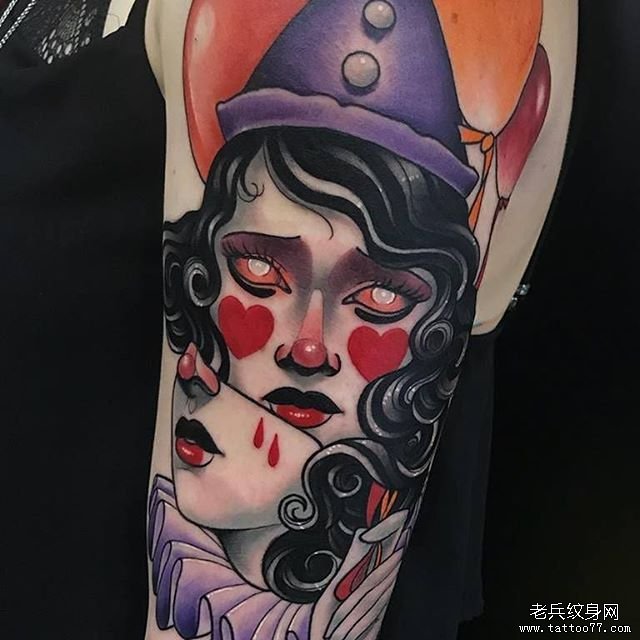 色彩女郎纹身图案