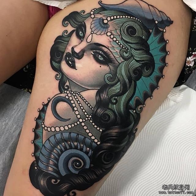 色彩女郎纹身图案