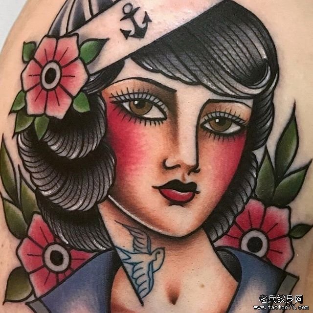 色彩女郎纹身图案