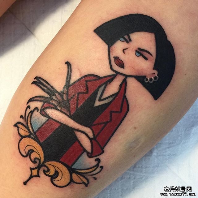 色彩女郎纹身图案
