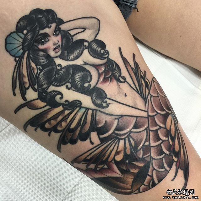 色彩美人鱼纹身图案