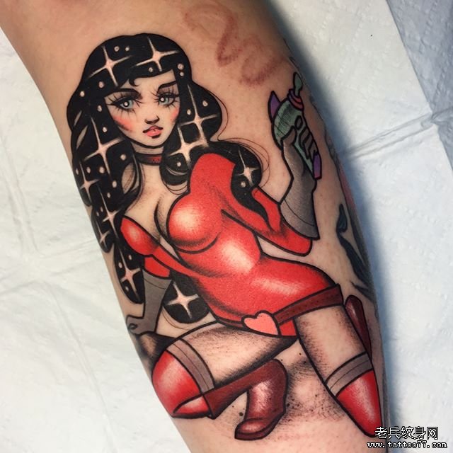 色彩女郎纹身图案
