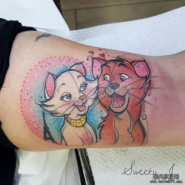 卡通猫咪个性纹身图案