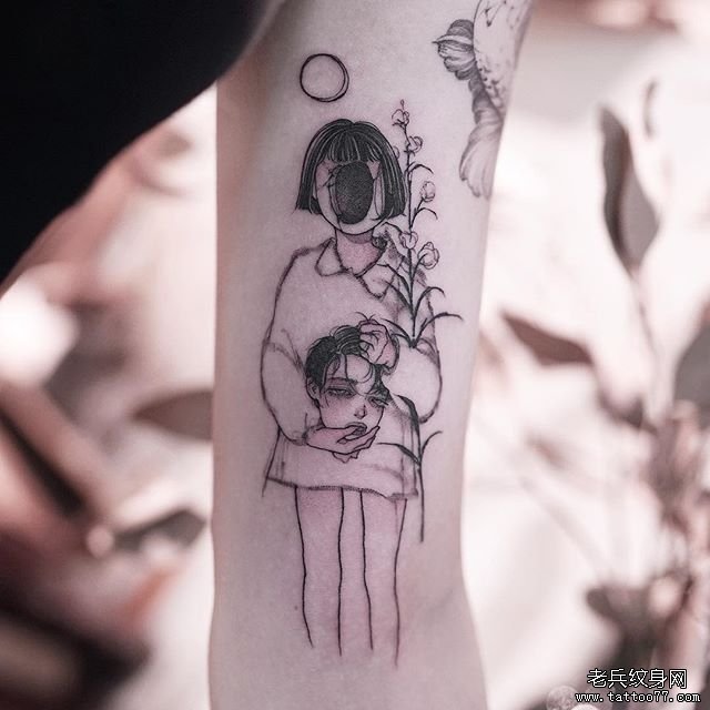 手臂小清新女孩个性纹身图案