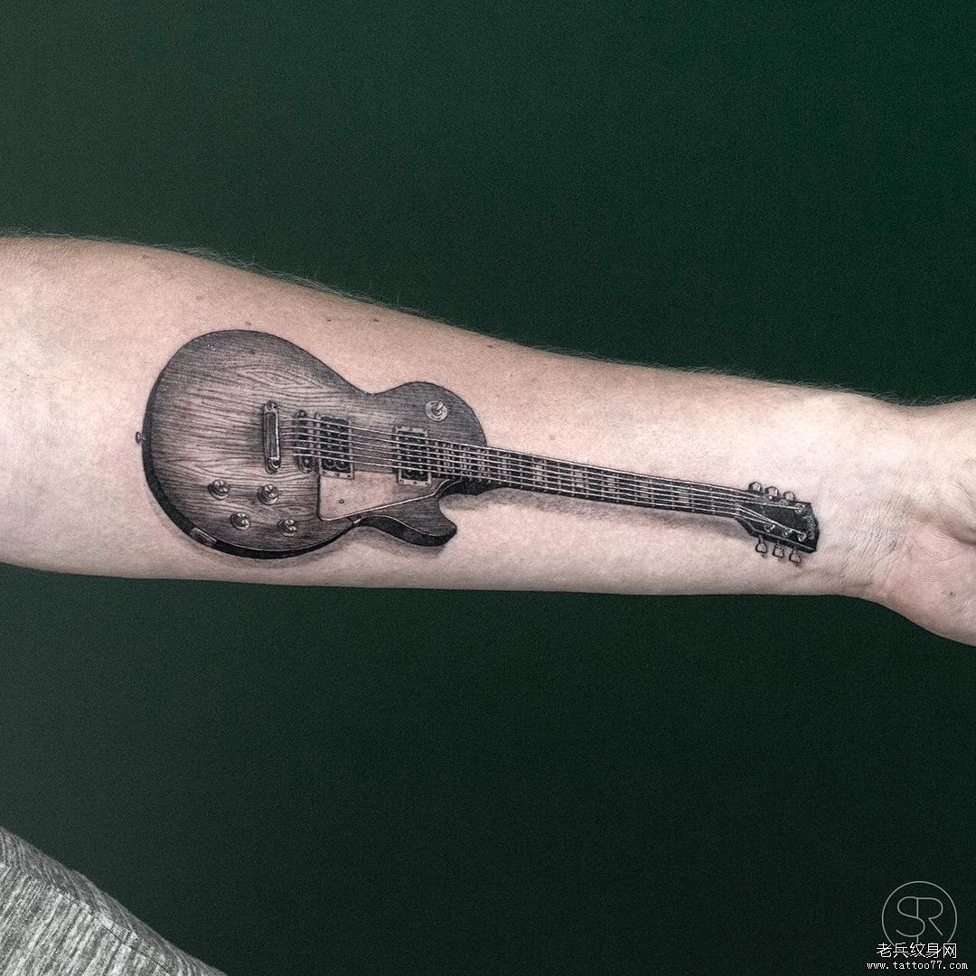 小臂吉他纹身图案