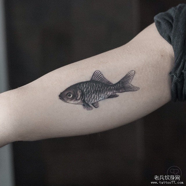 大臂小鱼纹身图案
