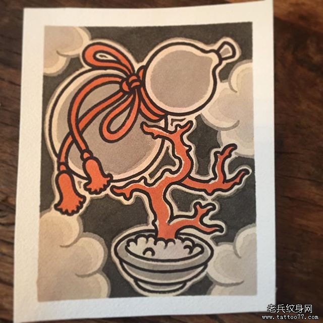 日式色彩葫芦纹身