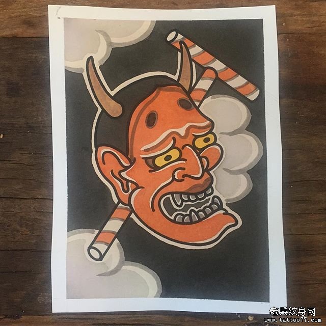 色彩日式般若文身