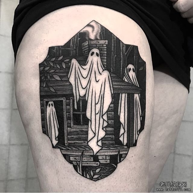 大腿幽灵纹身图案