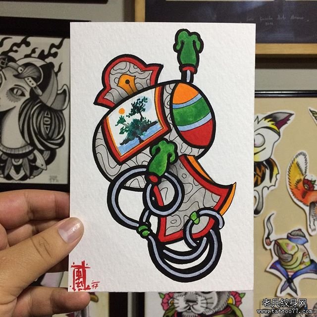 色彩日式福锤纹身