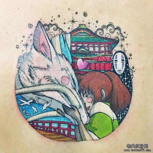 彩色个性千与千寻纹身图案