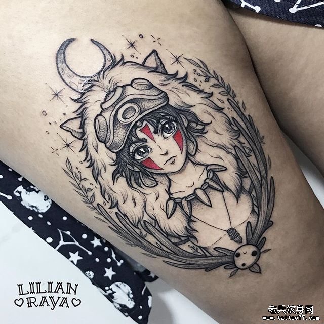 个性简笔女孩纹身图案